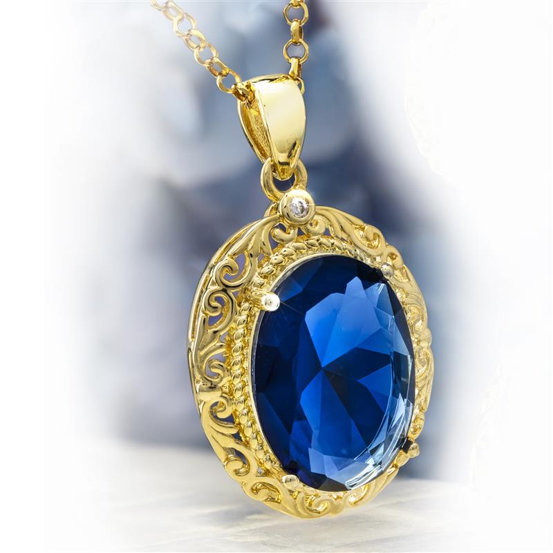 Blue Helenite Inferno Pendant, Chain & Earrings